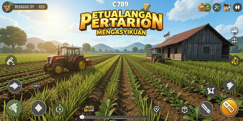 Tampilan gameplay C789 yang seru dengan lahan pertanian yang subur.