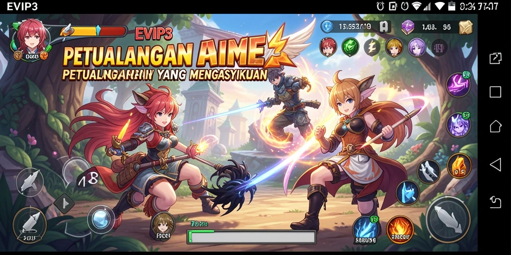 Tampilan gameplay fantastis dari EVIP3 yang menampilkan karakter anime