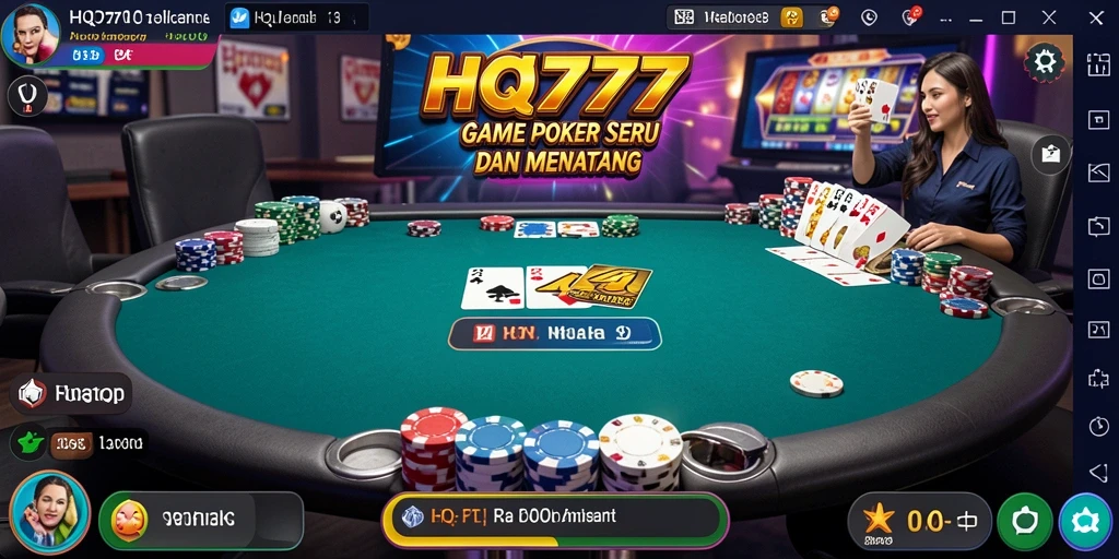 Screenshot HQ777 menampilkan gameplay Poker yang mendebarkan.