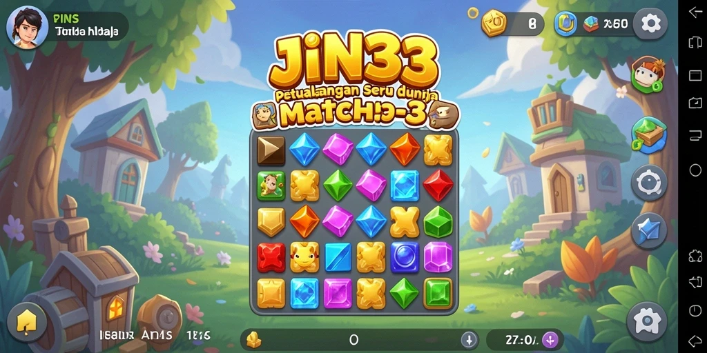 Tampilan gameplay JIN33 dengan aksi mencocokkan simbol.