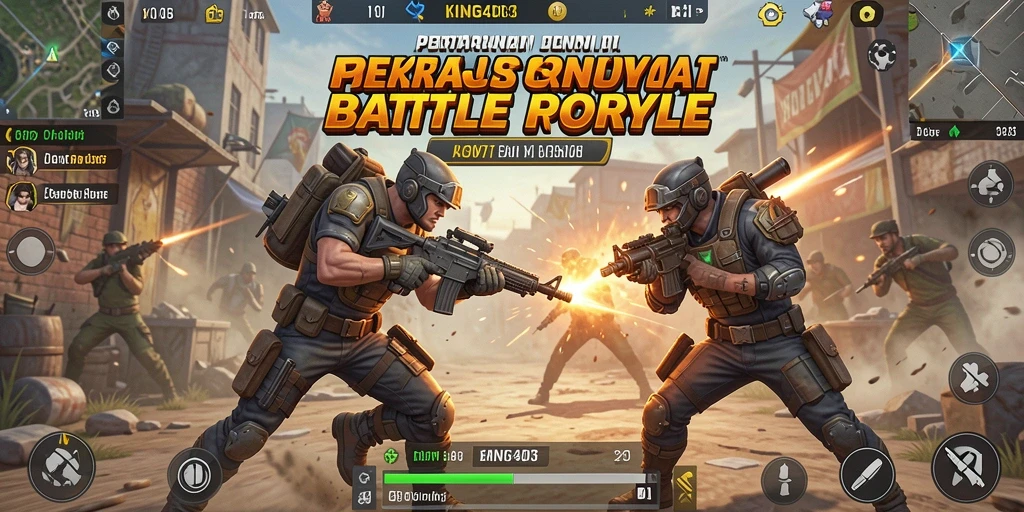 Tampilan gameplay mendebarkan dalam KING403 dengan aksi Battle Royale.