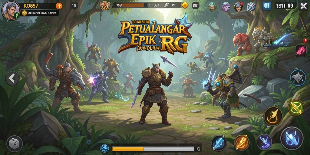Tampilan gameplay RPG yang epik dan mendebarkan.