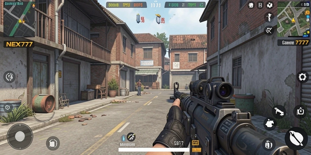 Screenshot menunjukkan aksi mendebarkan dari gameplay NEX777.