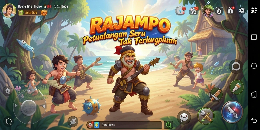 Screenshot gameplay RAJAMPO yang menampilkan petualangan seru dan tantangan.